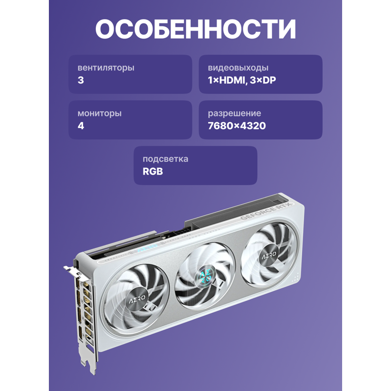 Видеокарта Gigabyte PCI-E 5.0 GV-N506TAERO OC-16GD 1.0 NVIDIA GeForce RTX 5060TI 16Gb 128bit GDDR7 2