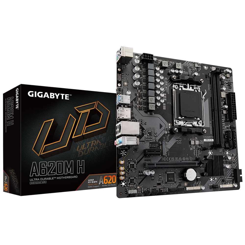 Материнская плата Gigabyte A620M H Socket AM5 AMD A620 2xDDR5 mATX AC`97 8ch(7.1) GbLAN RAID+HDMI+DP
