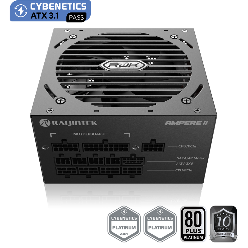 Блоки питания Raijintek AMPERE II 1200, 1200W 80+ Platinum (ATX, 3.1, PCIe 5.1, Full-modular, 1x24(2