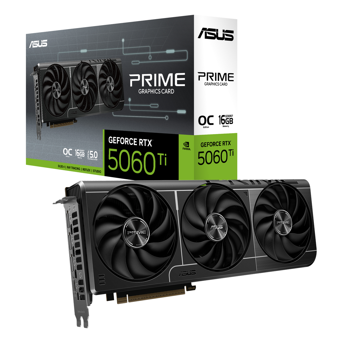 Видеокарта Asus PCI-E 5.0 PRIME-RTX5060TI-O16G NVIDIA GeForce RTX 5060TI 16Gb 128bit GDDR7 2617/2800