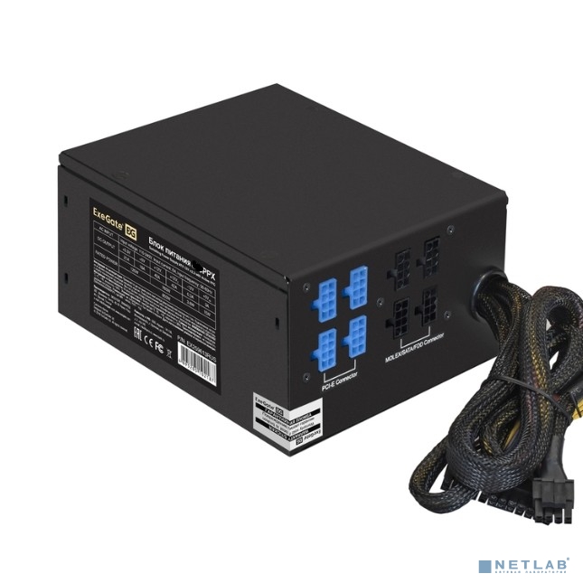 Exegate EX292336RUS Блок питания 750W ExeGate 750PPX (ATX, APFC, КПД 80% (80 PLUS), 14cm fan, 20+4pi