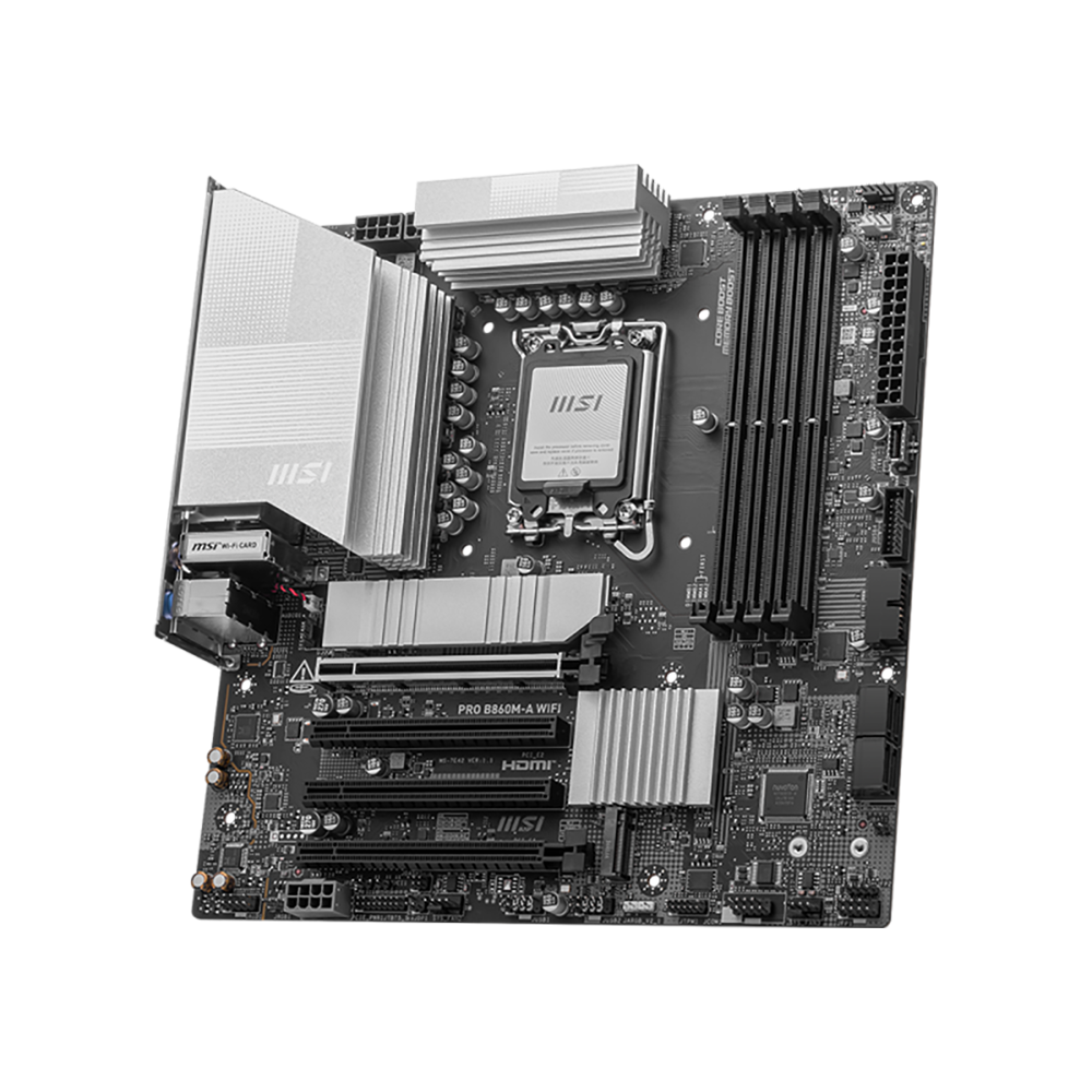 Материнская плата MSI PRO B860M-A WIFI Soc-1851 Intel B860 4xDDR5 mATX AC`97 8ch(7.1) 5Gigabit RAID+