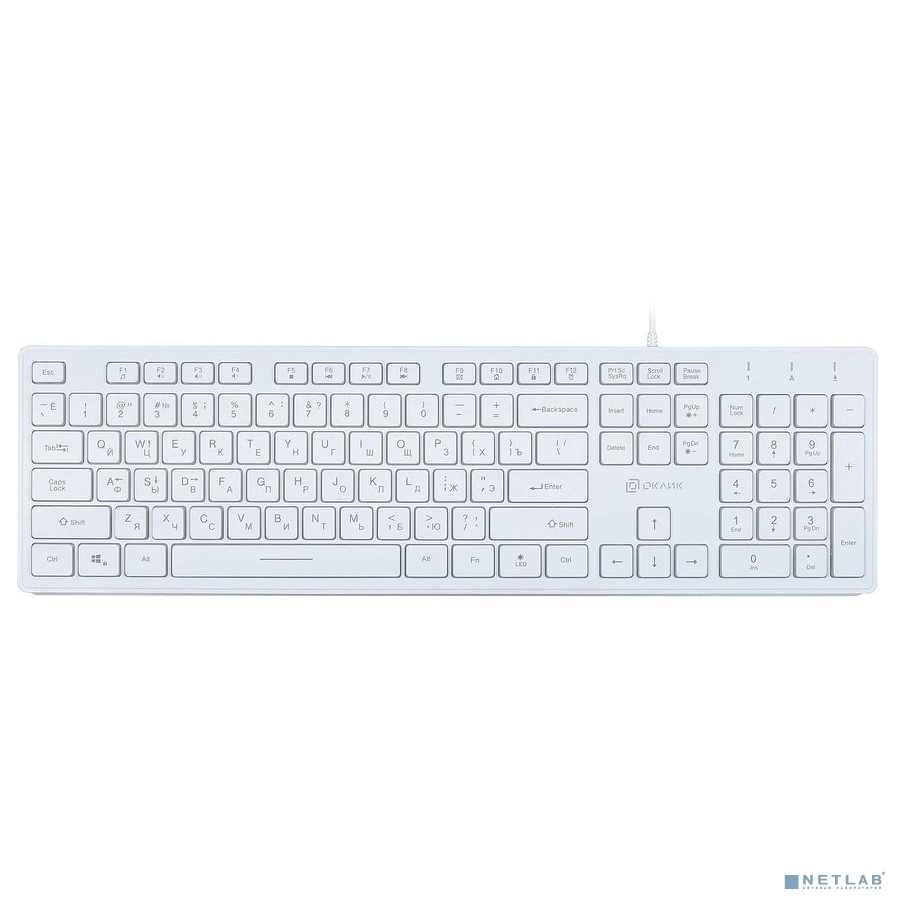 Клавиатура Оклик 550ML белый USB slim Multimedia LED