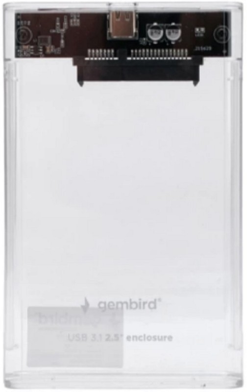 Gembird EE2-U3S-7 Внешний корпус USB 3.0 для 2.5" HDD/SSD порт Type-С, SATA III, пластик, прозрачный