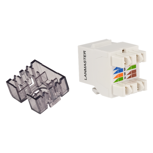Модуль Модуль Keystone, RJ45, неэкранированный, кат.6, со встроенной шторкой, 180 градусов, белый