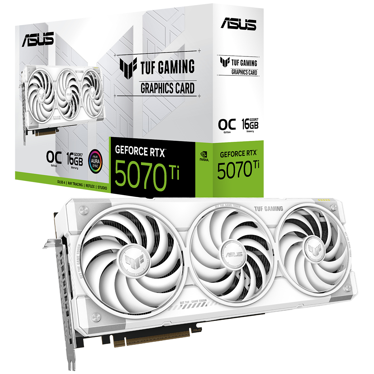 Видеокарта ASUS TUF-RTX5070TI-O16G-WHITE-GAMING//RTX5070TI HDMI*2 DP*3 16G D7/ 90YV0MD3-M0NA00