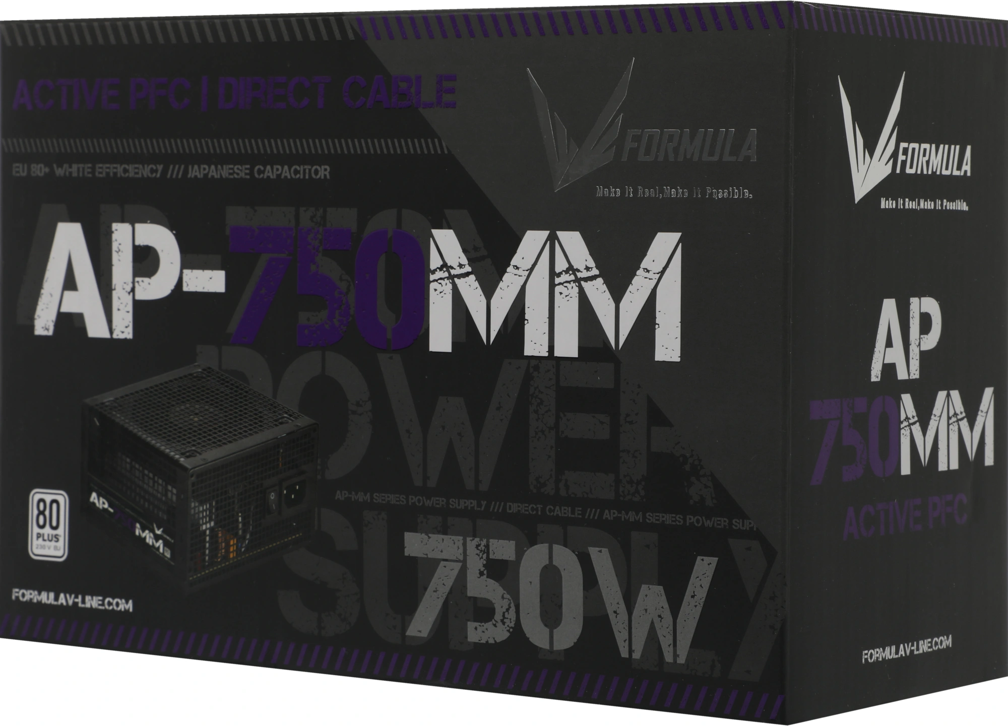 Блок питания Formula ATX 750W AP-750ММ 80 PLUS WHITE (20+4pin) APFC 120mm fan 6xSATA RTL