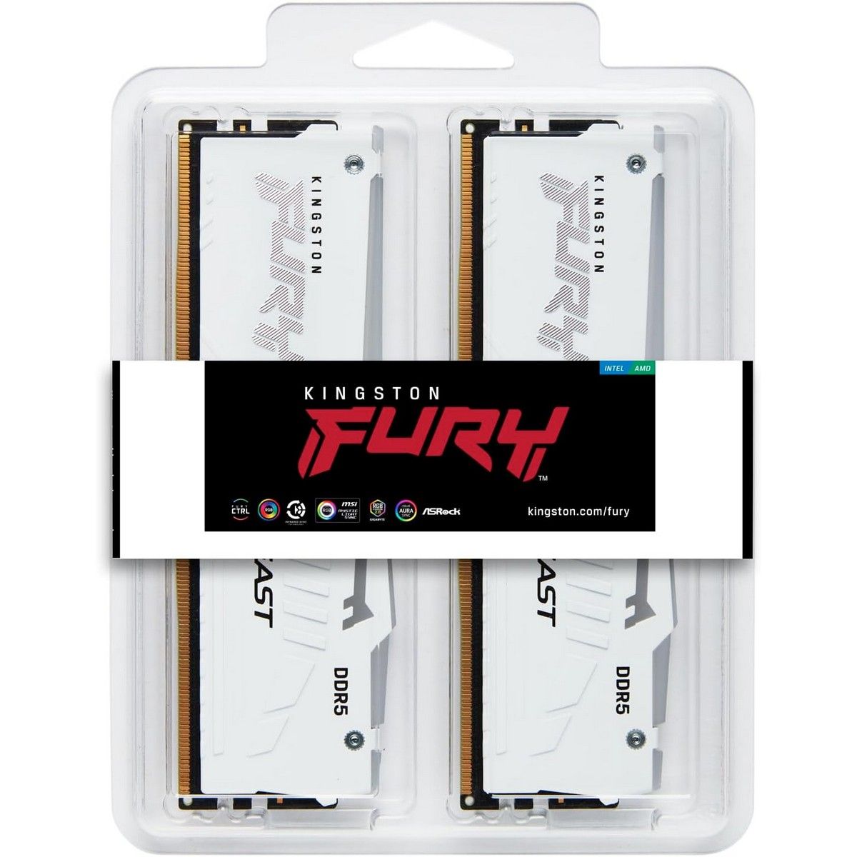 Память DDR5 2x16GB 6000MHz Kingston KF560C36BWE2AK2-32 Fury Beast White Expo RGB RTL PC5-48000 CL36 