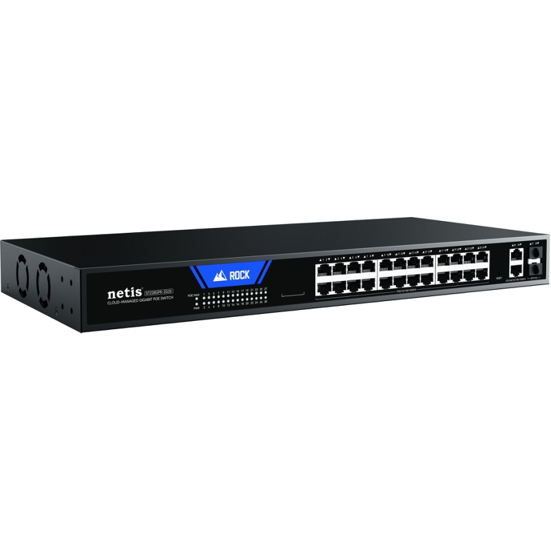Коммутатор Netis ST228GPR-2G2S (L2) 26x1Гбит/с 2SFP 24PoE 375W настраиваемый