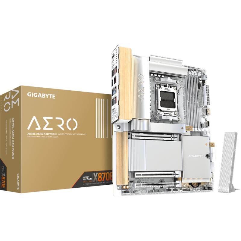 Материнская плата Gigabyte X870E AERO X3D WOOD Socket AM5 AMD X870E 4xDDR5 ATX AC`97 8ch(7.1) 2x5Gg 