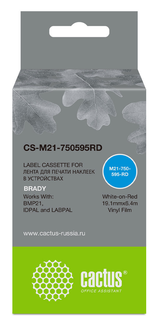 -/ Картридж ленточный Cactus CS-M21-750595RD белый для Brady BMP21-PLUS, BMP21-LAB