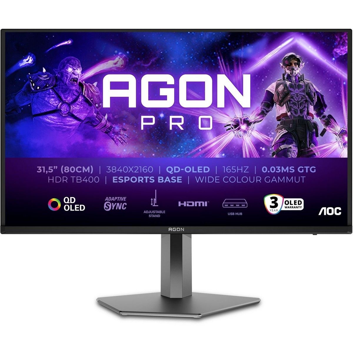 Монитор 31.5" AOC AGON AG326UD  QD-OLED, 3840x2160, 165Hz, 0,03ms, 1000сd/m, 1500000:1, HDR10 |