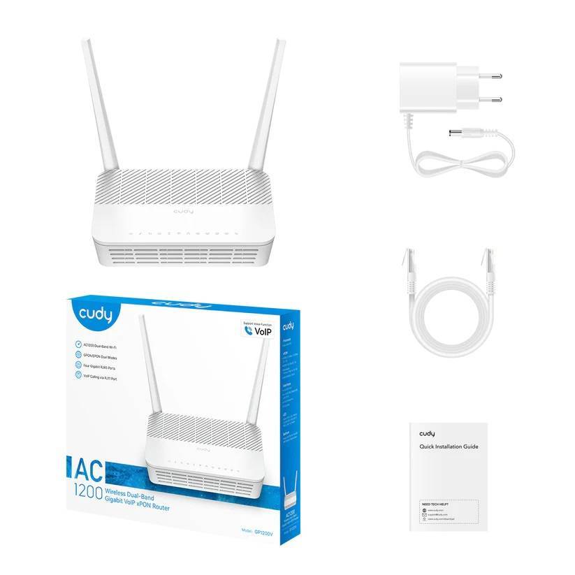 Маршрутизатор CUDY AC1200 Wi-Fi  VoIP GPON Router Wireless Dual Band Gigabit xPON Router, Realtek ch