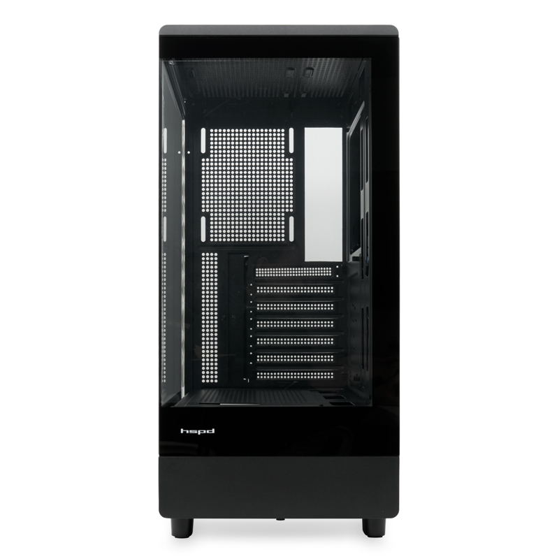 Корпус HSPD F510, Panoramic Mid Tower, Black, TG, 0.5 SPCC, no fans ATX, mATX, mITX 180/280/160mm 1x