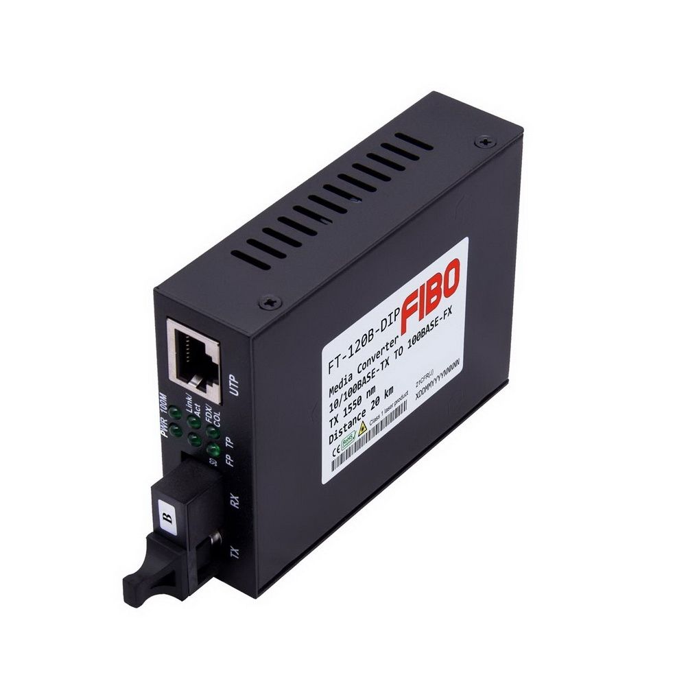 Медиаконвертер FIBO FT-120B-Dip |FT-120B-Dip| FIBO WDM, 10/100Base-TX/100Base-FX, TX 1550 нм / RX 13