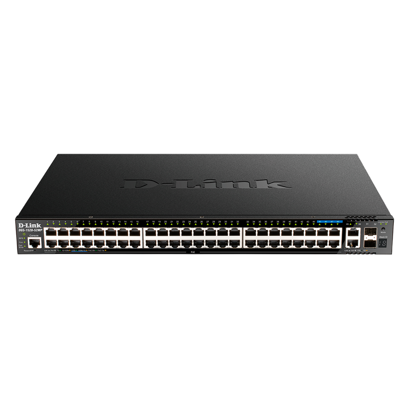 D-Link DGS-1520-52MP/A2A Управляемый L3 стекируемый коммутатор с 44 портами 10/100/1000Base-T
