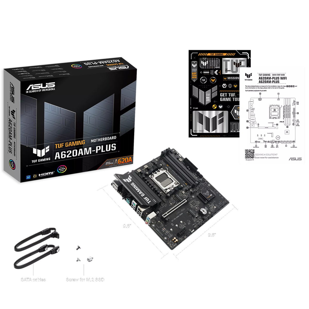 Материнская плата ASUS TUF GAMING A620AM-PLUS, AM5, A620A, 4*DDR5, 4*SATA, 2*M.2, 2*USB 3.2, 4*USB 2