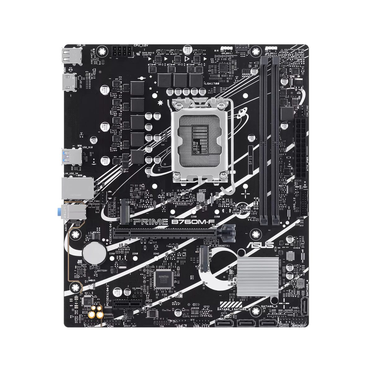 Материнская плата ASUS PRIME B760M-F, LGA1700, B760, 2*DDR5, 4*SATA, 2*M.2, 4*USB 3.2, 2*USB 2.0, 1*