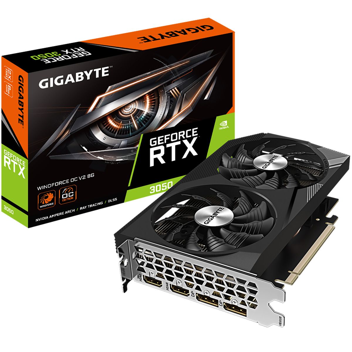 Видеокарта GIGABYTE RTX3050 WINDFORCE OC 8GB GDDR6//RTX3050, HDMI, DP, DVI, 8G,D6