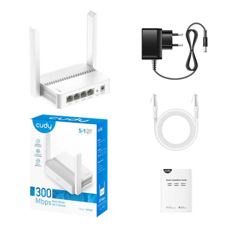Роутер беспроводной Cudy WR300 N300 10/100BASE-TX/Wi-Fi белый