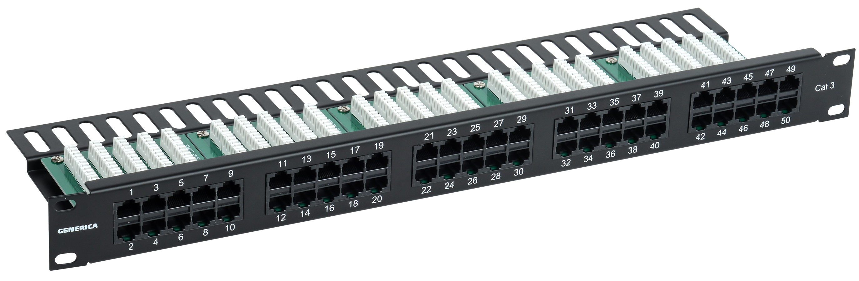 Патч-панель телеф. 1U кат. 3 RJ45 50 порт. (Krone) GENERICA/ ITK PP50-1UC03U-K05-G
