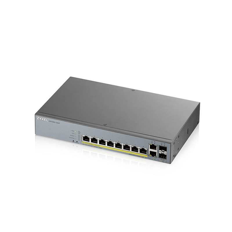 Коммутатор Zyxel GS1350-12HP-EU0101F (L2) 10x1Гбит/с 2SFP 8PoE+ 130W управляемый