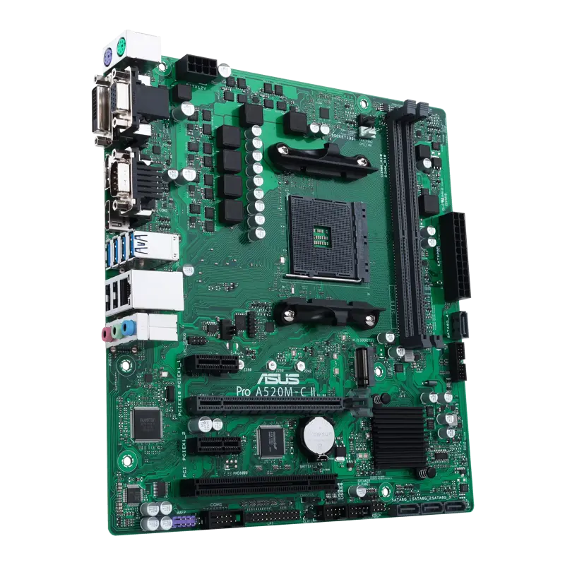 Материнская плата Asus PRO A520M-C II/CSM Soc-AM4 AMD A520 2xDDR4 mATX AC`97 8ch(7.1) GbLAN RAID+VGA