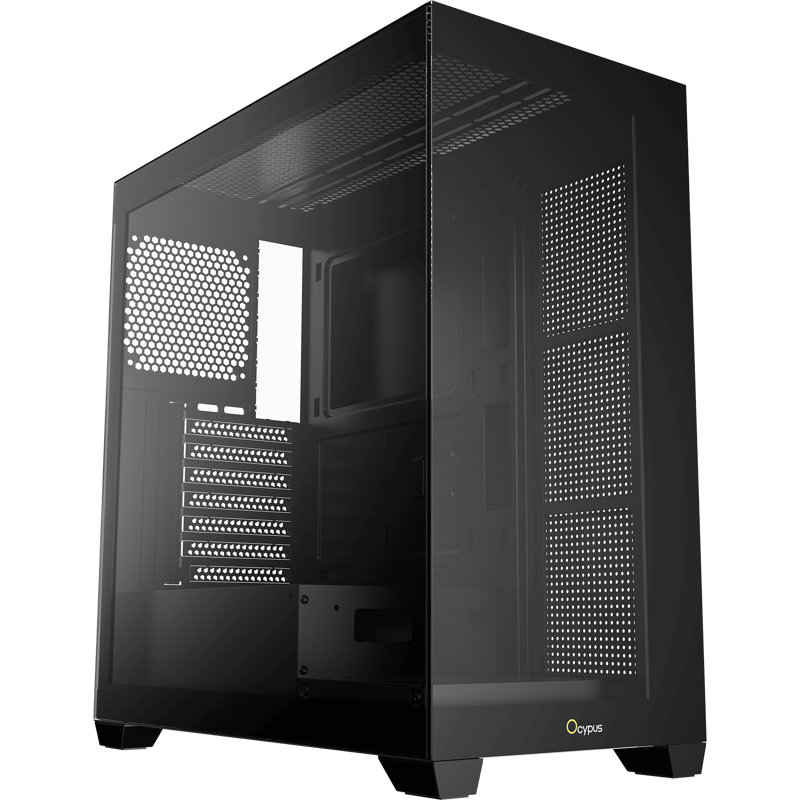 Корпус Ocypus Gamma C72 BK, Midi-Tower, TG, no fans, 2xUSB-A 2.0 + 1xUSB-A 3.0, ATX, mATX, mITX Blac