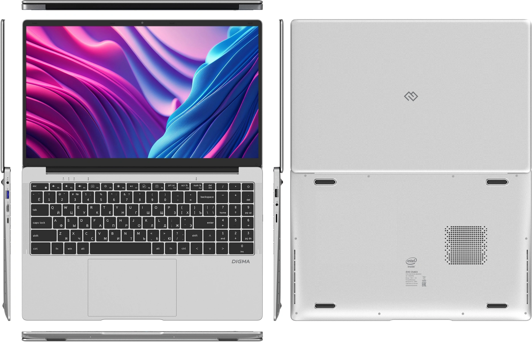 Ноутбук Digma EVE C5403 Celeron N4020 4Gb SSD128Gb Intel UHD Graphics 600 15.6" IPS FHD (1920x1080) 