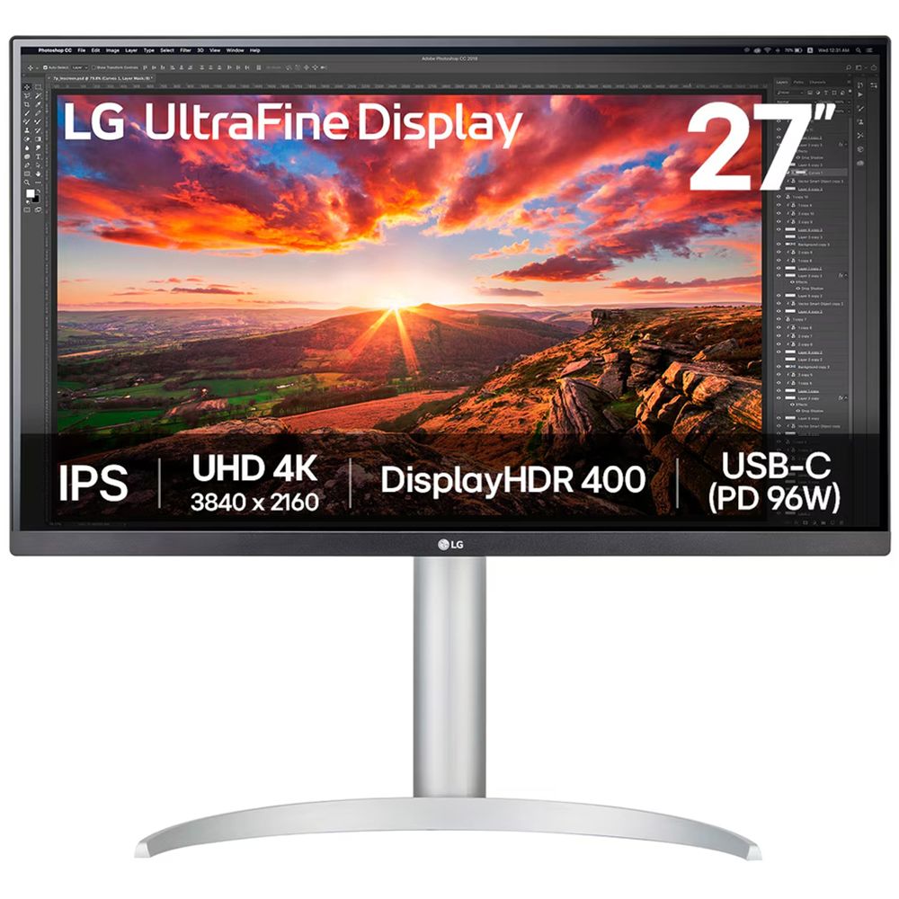 Монитор 27" LG 27UP850K-W Silver-White с поворотом экрана (IPS, 3840x2160, 5 ms, 178°/178°, 400 cd/m