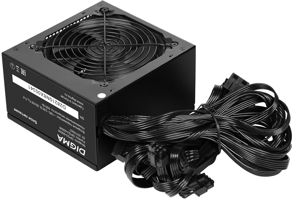 Блок питания Digma ATX 600W DPSU-600W (20+4pin) 120mm fan 4xSATA RTL