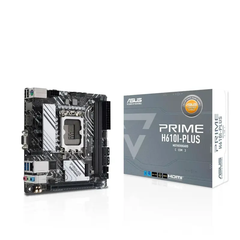 Материнская плата Asus PRIME H610I-PLUS-CSM Soc-1700 Intel H610 2xDDR5 mini-ITX AC`97 8ch(7.1) GbLAN