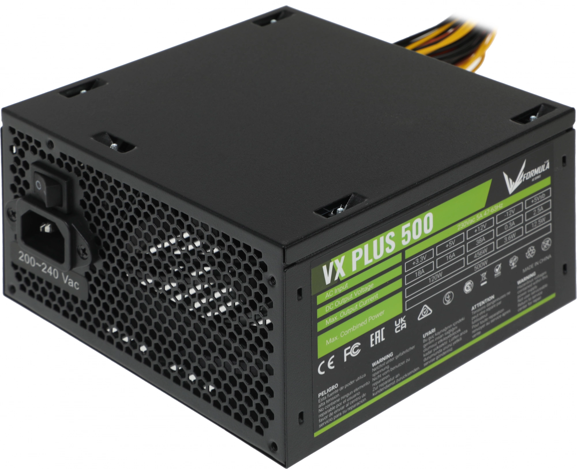 Блок питания Formula V Line VX PLUS 500, 500W, ATX12V v2.3, 12cm Fan (ex Aerocool)