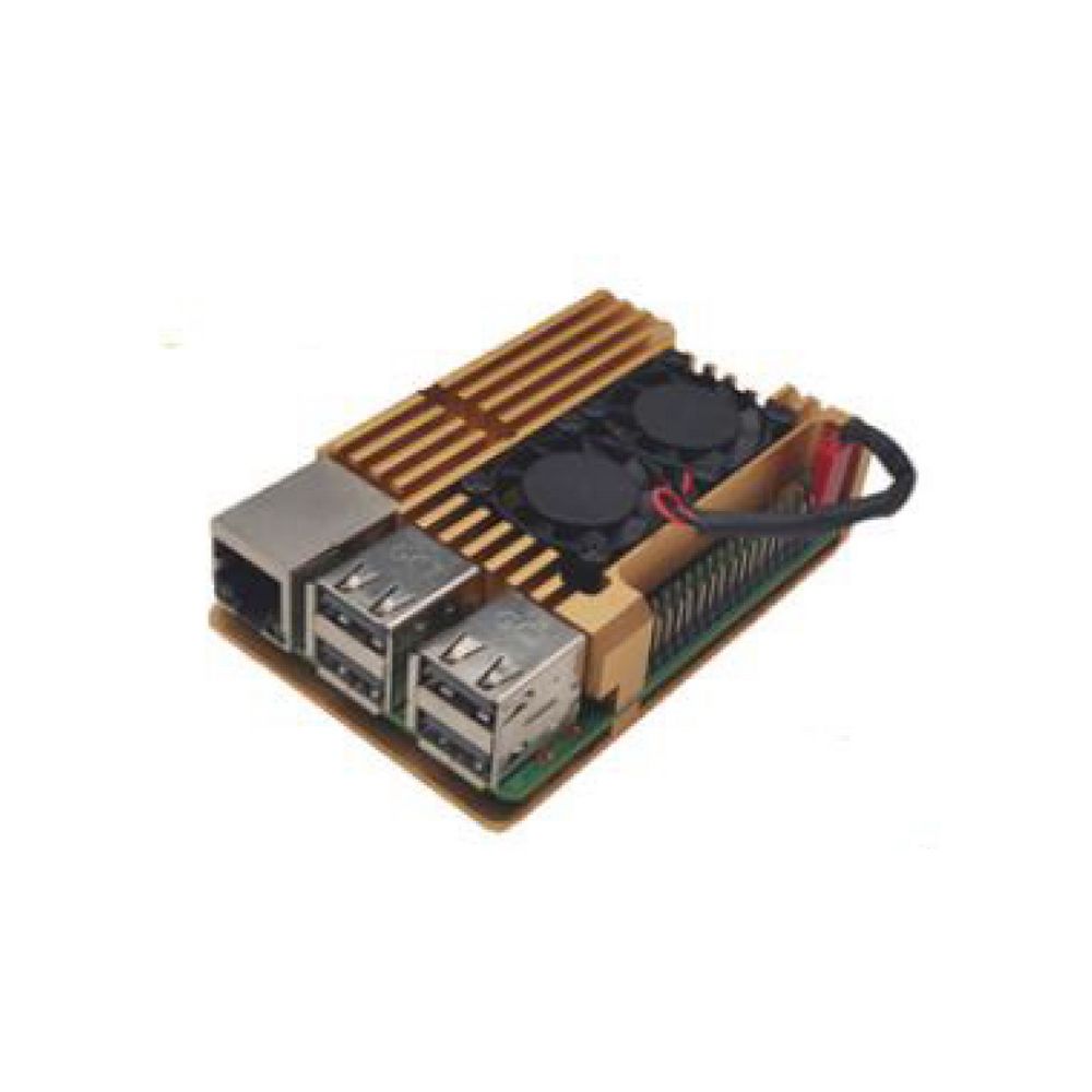 Корпус ACD RA504  Gold Metal Aluminum Case with Double Fans for Raspberry Pi 4B