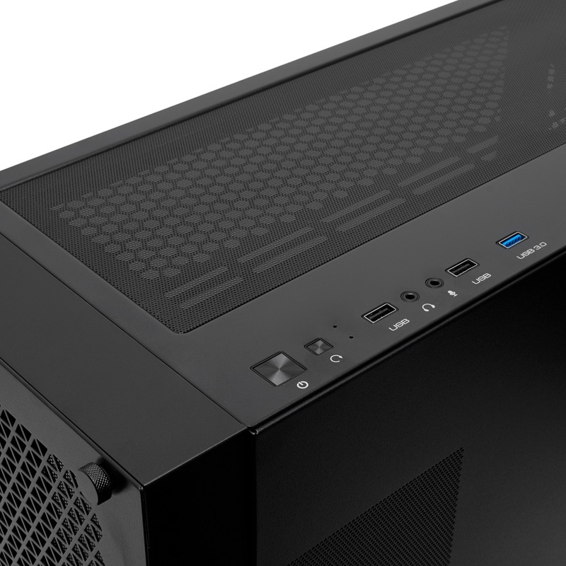 Корпус HSPD M541, Mesh Mid Tower, Black, TG, 0.7 SPCC, no fans, ATX, mATX, mITX, 170/405/210mm, 2x2.