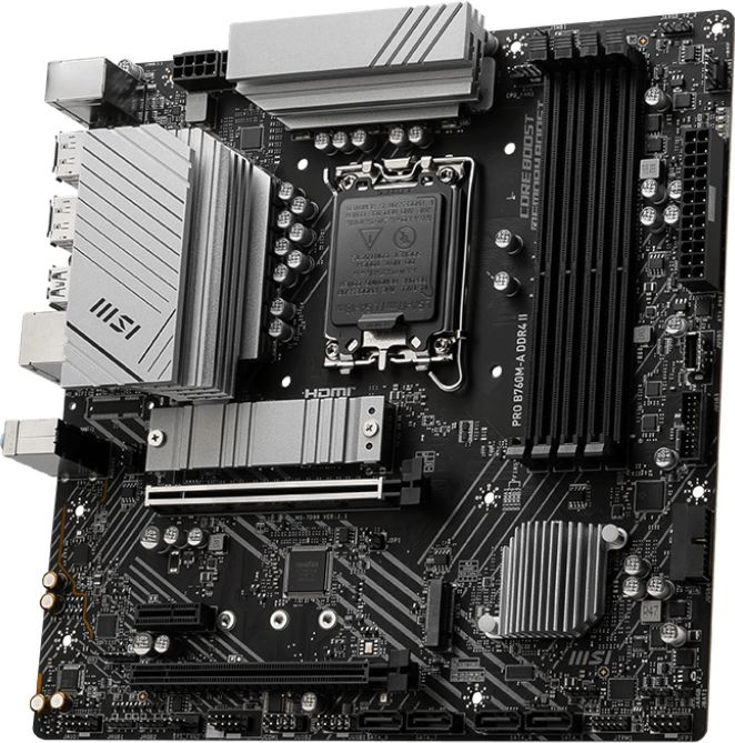 Материнская плата MSI PRO B760M-A DDR4 II Soc-1700 Intel B760 4xDDR4 mATX AC`97 8ch(7.1) 2.5Gg+HDMI+