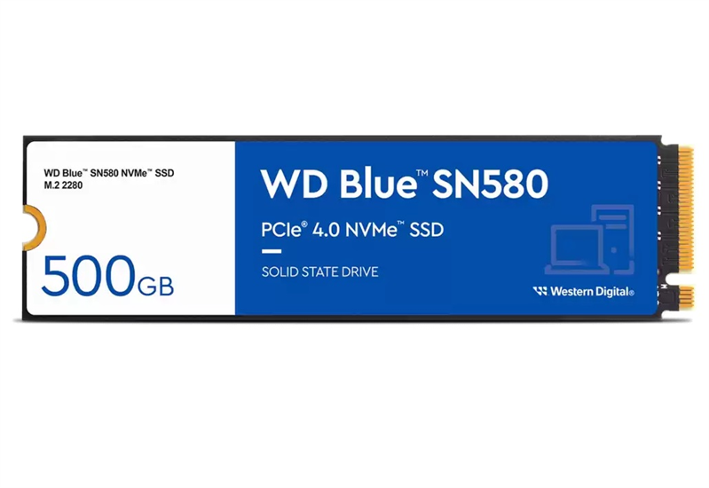 Твердотельный накопитель Western Digital Blue SN580 SSD M2.2280 PCIe 4.0 500Gb, 4000MBs/3600MBs, TBW