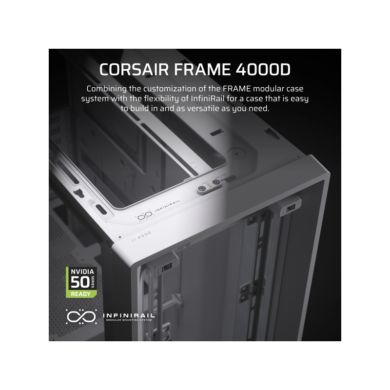 Корпус Corsair Frame 4000D, Midi-Tower, TG, no fan, 2xUSB-A 3.2, 1xUSB 3.2 Type-C, E-ATX, ATX, mATX,