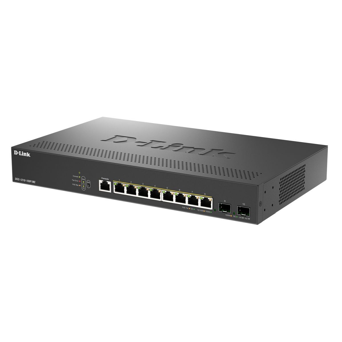 Коммутатор D-Link DGS-1210-10XP/ME/C1A (L2) 8x1Гбит/с 2SFP+ 8PoE+ 240W управляемый