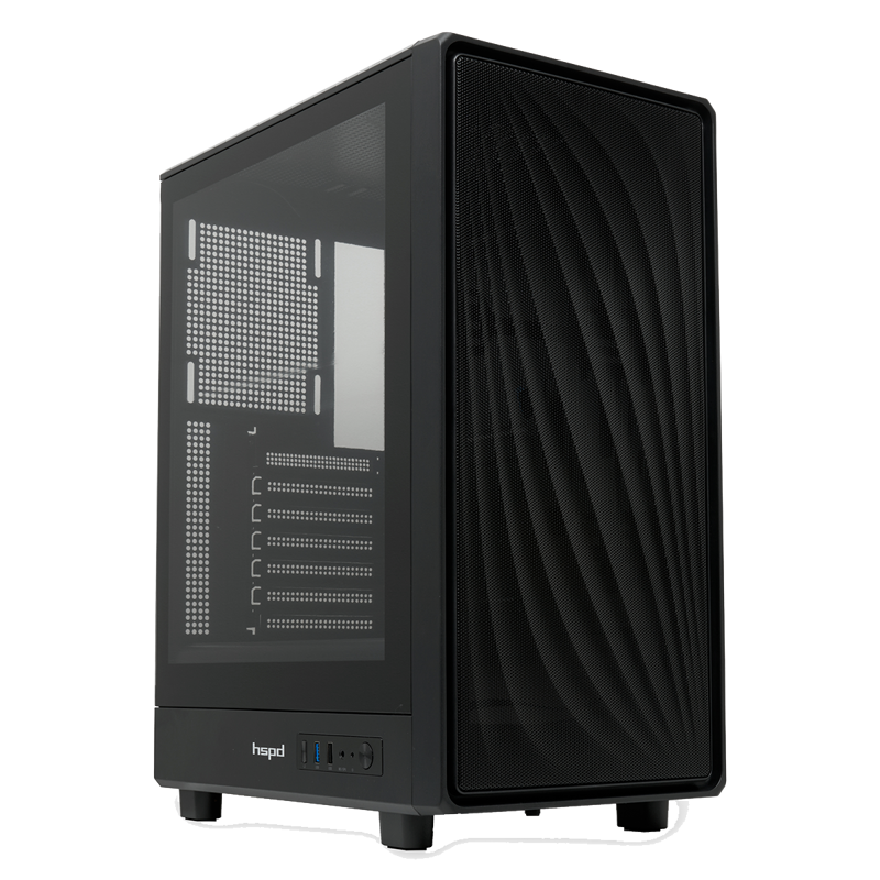 Корпус HSPD M510, Mesh Mid Tower, Black, TG, 0.5 SPCC, no fans ATX, mATX, mITX 180/280/160mm 1x2.5",