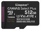 Флеш карта microSDXC 512GB Kingston SDCS3/512GBSP Canvas Select Plus V30 A1 w/o adapter