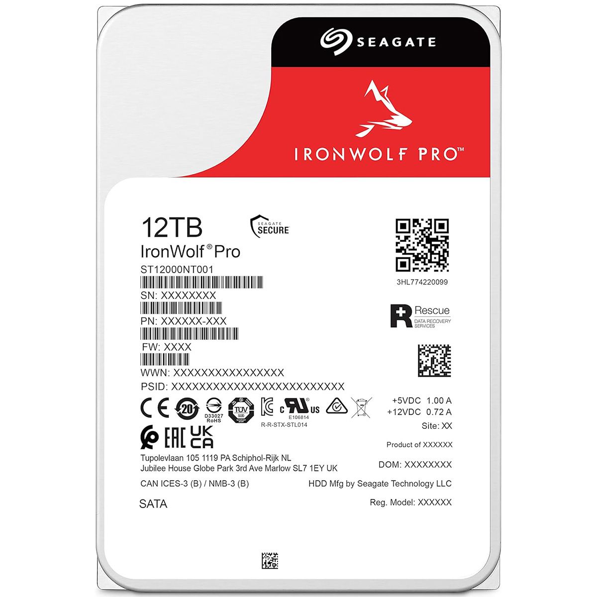 Жесткий диск Seagate SATA-III 12Tb ST12000NT001 NAS Ironwolf Pro 512E (7200rpm) 256Mb 3.5"