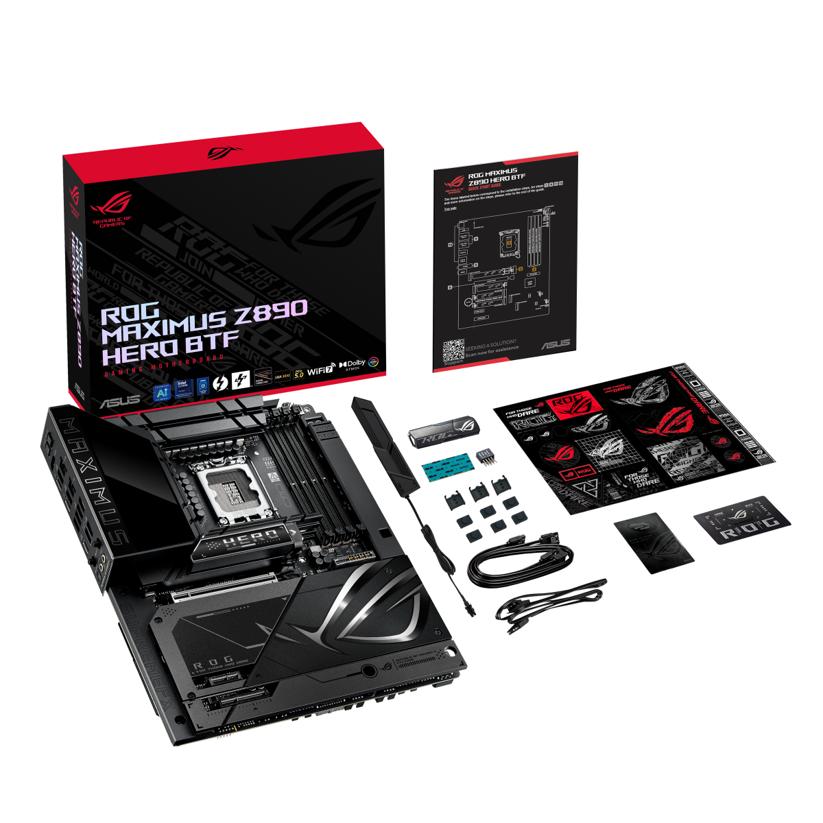 Материнская плата ASUS ROG MAXIMUS Z890 HERO BTF LGA1851 ATX 4хDDR5 PCIEx16 PCIEx4 PCIEx1 6xM.2 2xTh