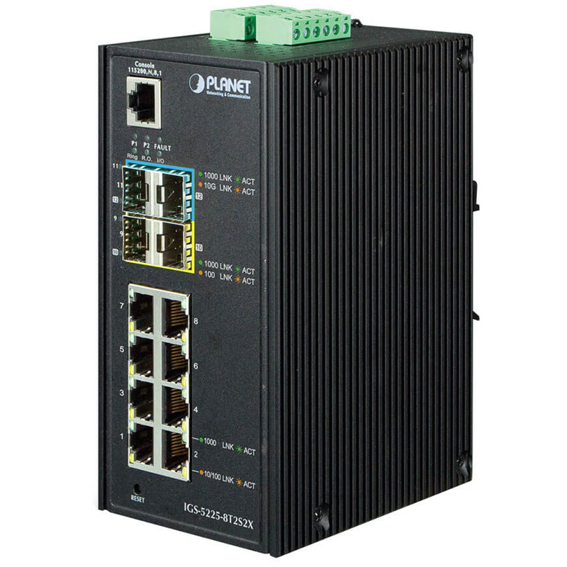 Коммутатор PLANET IP30 Industrial L2+/L4 8-Port 1000T 802.3at PoE+ 4-port 100/1000X SFP Full Managed
