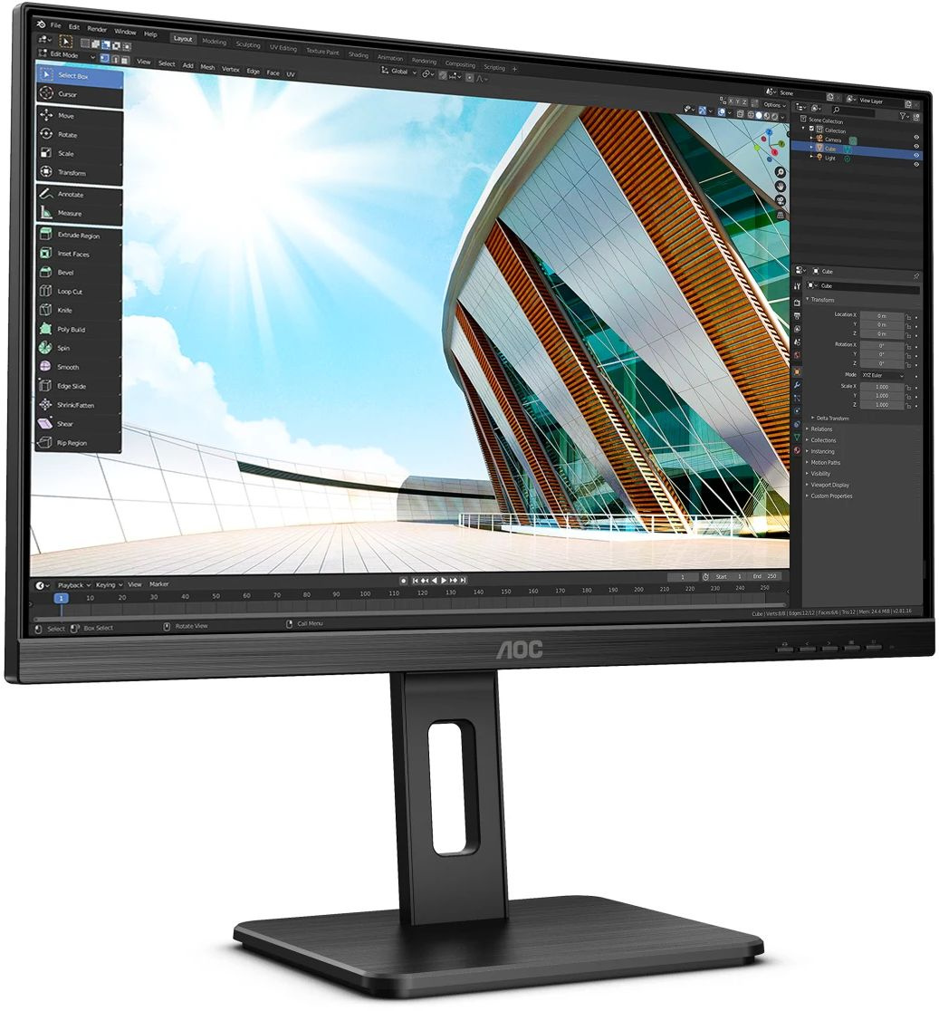 Монитор AOC 23.8" 24P2Q черный IPS LED 16:9 DVI HDMI M/M матовая HAS Piv 250cd 178гр/178гр 1920x1080