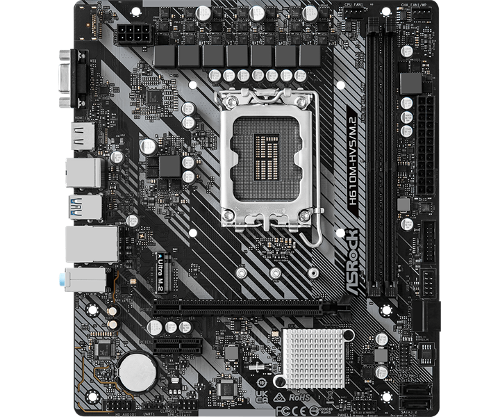 Материнская плата Asrock H610M-HVS/M.2 R2.0 Soc-1700 Intel H610 2xDDR4 mATX AC`97 8ch(7.1) GbLAN+VGA