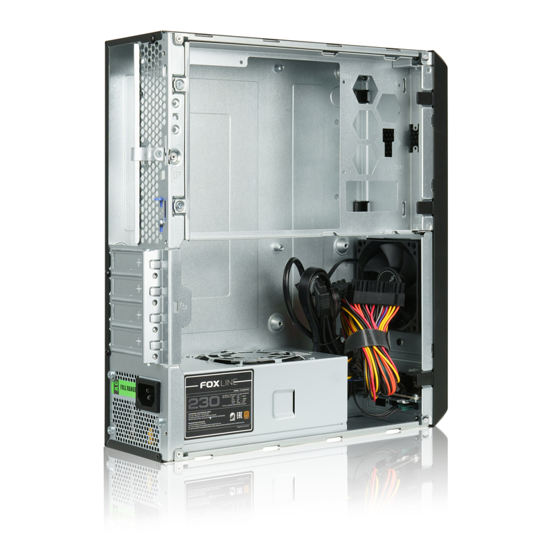 Корпус с блоком питания Foxline FL-1004-TFX230B-85 mATX case, black, w/PSU TFX 230W 85+ bronze, w/2x