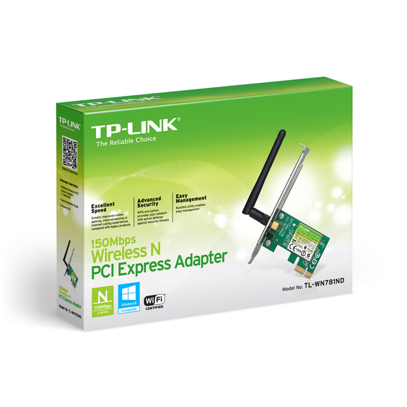 Сетевой адаптер Wi-Fi TP-Link TL-WN781ND N150 PCI Express (ант.внеш.съем) 1ант.