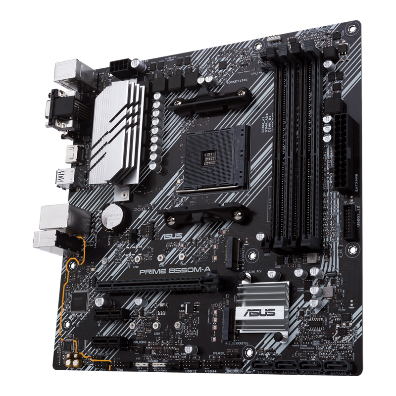Материнская плата ASUS PRIME B550M-A/CSM, Socket AM4, B550, 2*DDR4, D-Sub+DVI+HDMI, SATA3 + RAID, Au