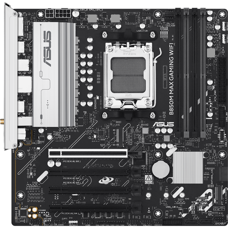 Материнская плата Asus B850M MAX GAMING WIFI Socket AM5 AMD B850 4xDDR5 mATX AC`97 8ch(7.1) GbLAN RA